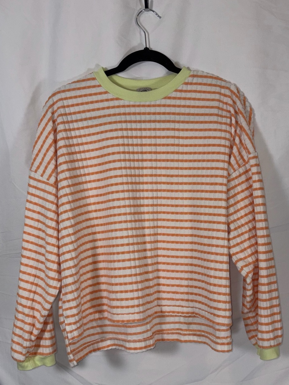 Vintage Wings Hawaii Striped Pullover Sweatshirt Orange White Thermal Size S/M